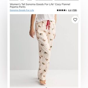 Sonoma Cream Pajama Pants with Red Drawstring